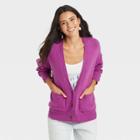 Women's Button-front Grandpa Cardigan - Universal Thread Fuchsia