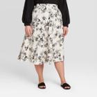 Women's Plus Size Floral Print Circle Midi Skirt - Who What Wear Cream 14w, Women's, Ivory