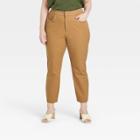 Women's Plus Size High-rise Zip-front Skinny Ankle Pants - A New Day Brown