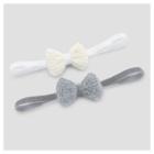 Baby 2pk Knit Bow Headwrap - Cloud Island - Gray 0-6m, Infant Girl's
