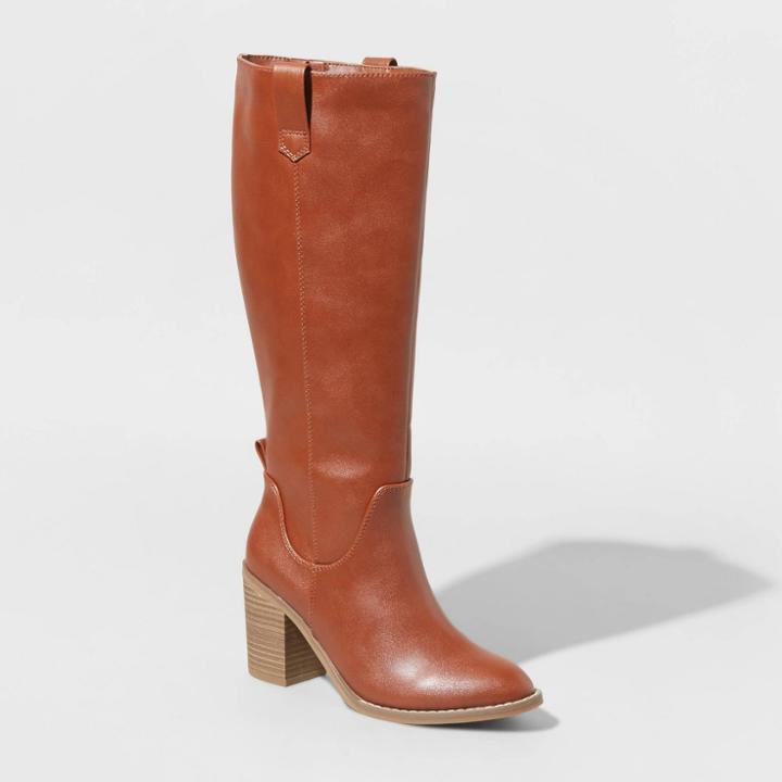 Women's Davina Heeled Riding Boots - Universal Thread Cognac