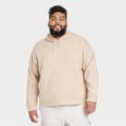 Men's Big Cotton Fleece Hooded Sweatshirt - All In Motion Khaki