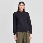 Women's Long Sleeve High Neck Ruffle Detail Sweatshirt - Who What Wear Black