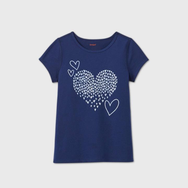Girls' Adaptive Hearts Graphic T-shirt - Cat & Jack Navy