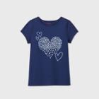 Girls' Adaptive Hearts Graphic T-shirt - Cat & Jack Navy