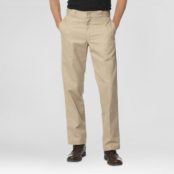 Dickies Men's Regular Straight Fit Twill Work Pants With Extra Pocket- Khaki