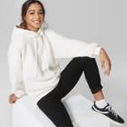 Women's Animal Print Long Sleeve Oversized Sherpa Fleece Hoodie - Wild Fable Cream