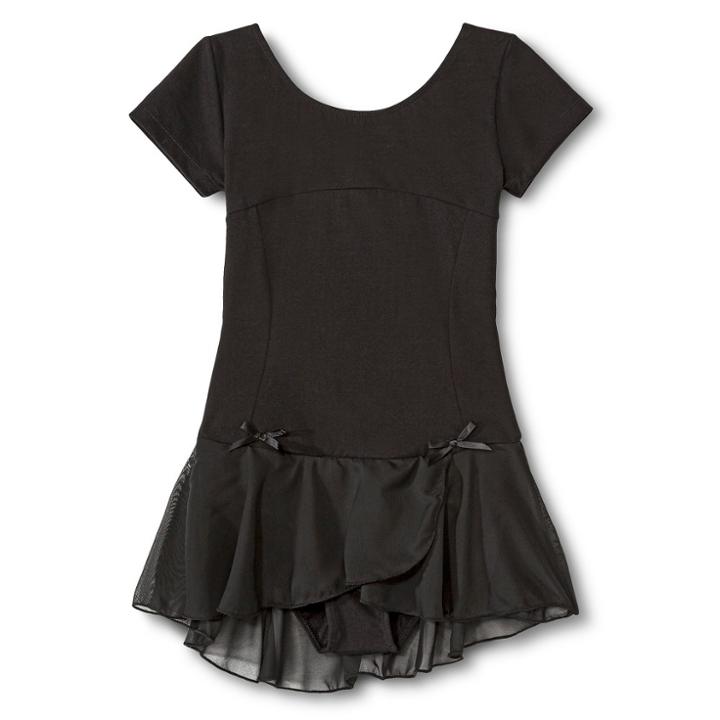 Danz N Motion By Danshuz Danz N Motion Girls' Lattice Back Cap Sleeve Activewear Leotard Dress - Black