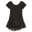 Danz N Motion By Danshuz Danz N Motion Girls' Lattice Back Cap Sleeve Activewear Leotard Dress - Black
