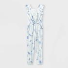 Girls' Printed Short Sleeve Jumpsuit - Cat & Jack Blue