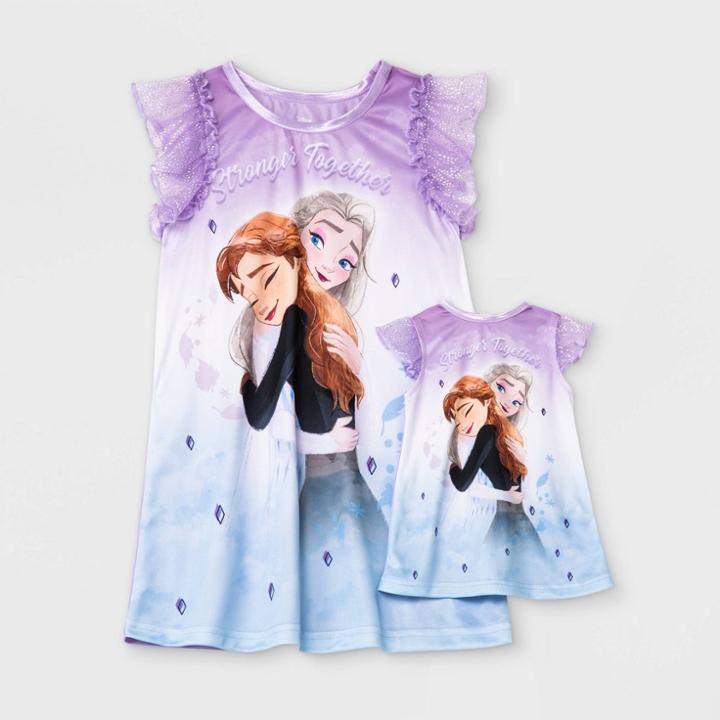 Toddler Girls' 2pc Frozen 'doll And Me' Nightgown - Purple