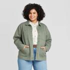 Women's Plus Size Camo Print Long Sleeve Chore Jacket - Universal Thread Green 1x, Women's,