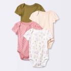 Baby Girls' 4pk Prairie Floral Short Sleeve Bodysuit - Cloud Island Pink