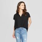 Women's Short Sleeve Button-down - Universal Thread Black