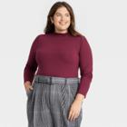 Women's Plus Size Turtleneck Bodysuit - A New Day Burgundy