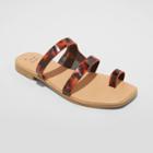 Women's Marilyn Tortoise Print Toe Loop Slide Sandals - A New Day Tortoise