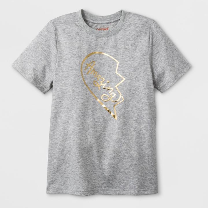 Kids' Short Sleeve Amazing Graphic T-shirt - Cat & Jack Heather Gray M, Kids Unisex