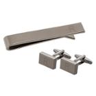 Cathy's Concepts R Personalized Rectangle Cuff Link And Tie Clip Set Gray,
