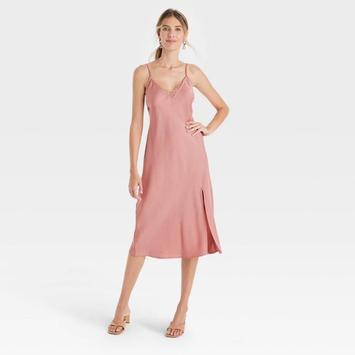 Women's Sleeveless Cami Lace Dress - A New Day Rose Pink