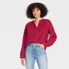 Women's Long Sleeve Relaxed Fit Everyday Blouse - Universal Thread Red