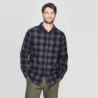 Men's Plaid Standard Fit Long Sleeve 2-pocket Flannel Button-down Shirt - Goodfellow & Co Black S, Men's,