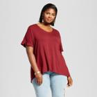 Women's Plus Size Mixed Media T-shirt - Ava & Viv Opulent Red X