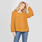 Women's Long Sleeve Square Neck Blouse - Universal Thread Gold