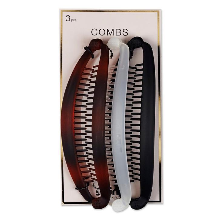 Conair Scunci Flat Banana Combs - 3pc, Adult Unisex, Black