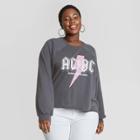 Women's Ac/dc Plus Size Cropped Graphic Sweatshirt - Charcoal