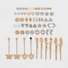Heart Stars And Butterfly Cubic Zirconia Multi Stud Earring Set 30pc - Wild Fable , Gold/white/silver