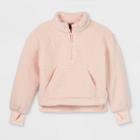 Girls' Sherpa Fleece 1/4 Zip Pullover Sweatshirt - All In Motion Pink