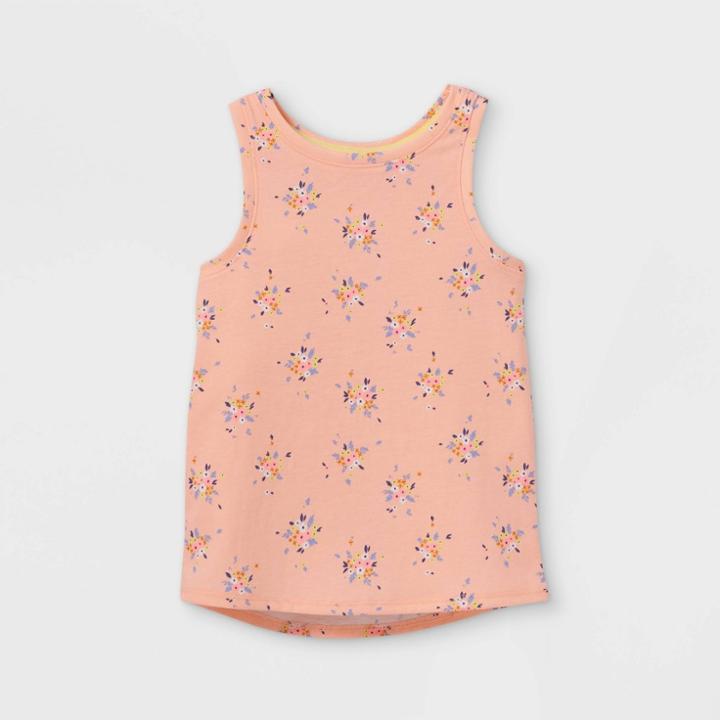 Toddler Girls' Floral Tank Top - Cat & Jack Peach