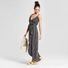 Women's Striped Ruffle Wrap Flounce Bottom Maxi Dress - Necessary Objects Black/white