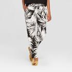 Women's Palm Print Relaxed Pull-on Trouser - Who What Wear Black/white 14, Black/white Palm Print