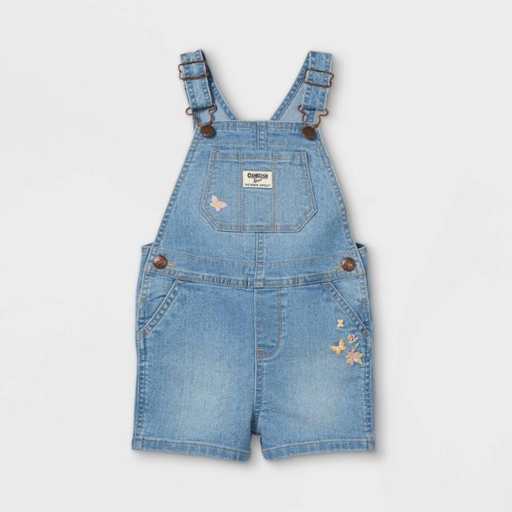 Oshkosh B'gosh Toddler Girls' Butterfly Embroidered Shortalls - Blue