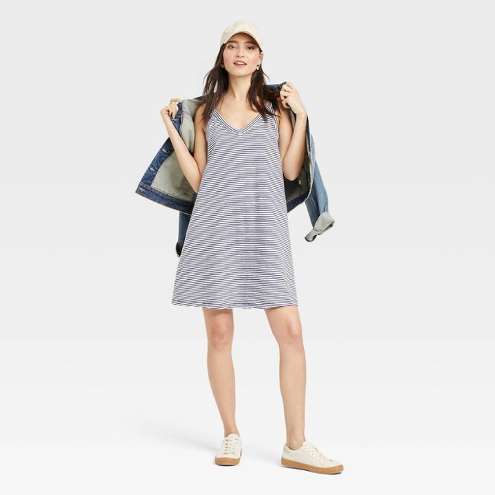 Women's Razor Back Knit Tank Dress - Universal Thread Navy Blue