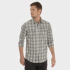 Wrangler Men's Plaid Long Sleeve Canvas Outdoor Camp Shirts - Black L, Almost Black