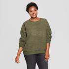 Women's Plus Size Long Sleeve Sherpa Sweatshirt - Universal Thread Olive (green)