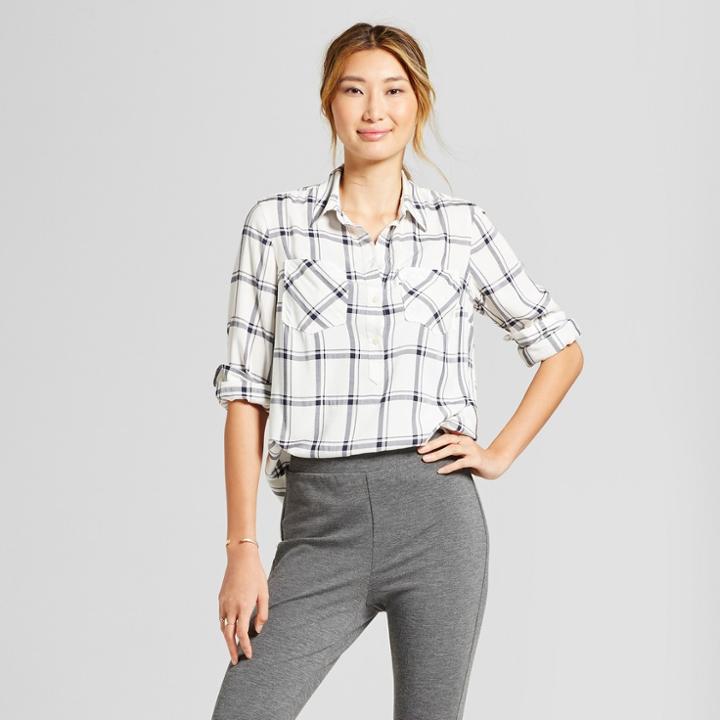 Women's Plaid Any Day Shirt - A New Day Cream