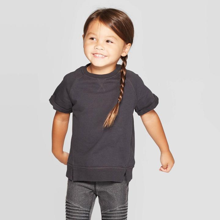 Petitetoddler Girls' Short Sleeve Sweatshirt - Art Class Black