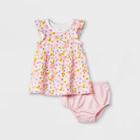Baby Girls' Floral Ruffle Sleeve Dress With Panty - Cat & Jack