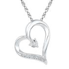 Target 0.01 Ct. T.w Round Diamond Prong And Miracle Set Heart Pendant In Sterling Silver (ij-i2-i3) (18), Girl's, White