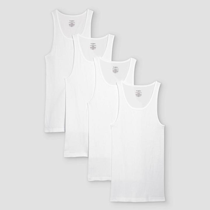Men's 4pk Ribbed Tank Top - Goodfellow & Co White