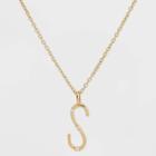 Gold Over Silver Plated Cubic Zirconia 's' Initial Pendant Necklace - A New Day Gold