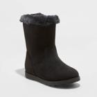 Toddler Girls' Leah Zipper Slip-on Shearling Style Winter Boots - Cat & Jack Black