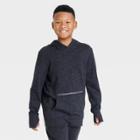 Boys' Lightweight Fleece Hooded Sweatshirt - All In Motion Heathered Black