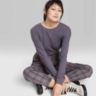 Women's Long Sleeve Boxy Waffle Knit T-shirt - Wild Fable Gray