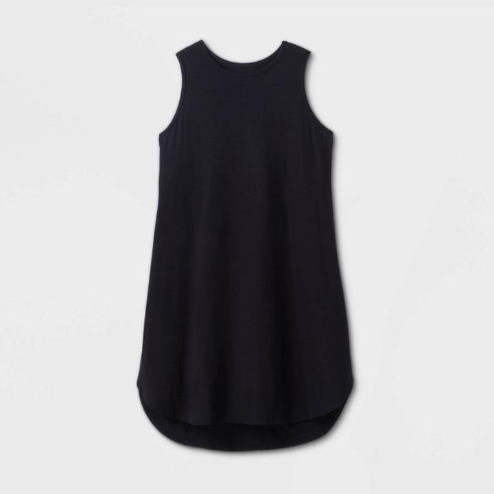 Women's Plus Size Sleeveless Curved Hem Midi Dress - Ava & Viv Black 3x, Women's,