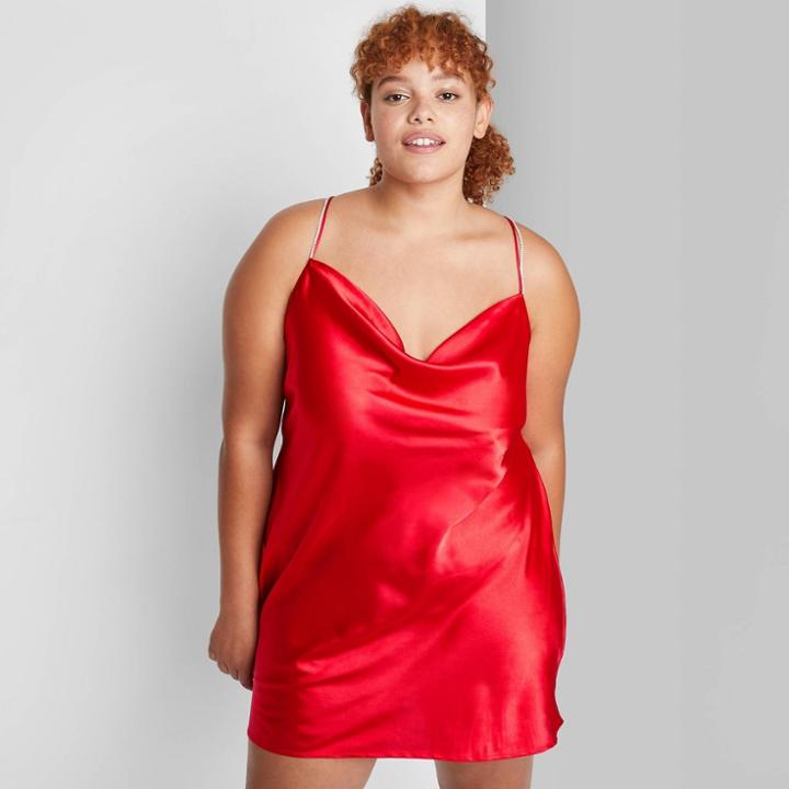 Women's Plus Size Satin Slip Dress - Wild Fable Red