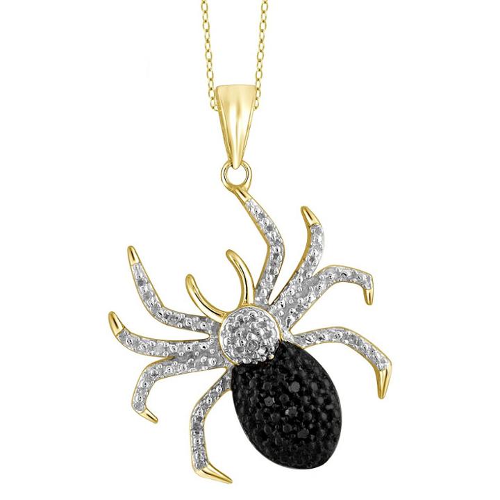 Distributed By Target 120 Ct. T.w. Round-cut Black And White Diamond Pave Set Spider Pendant - Yellow